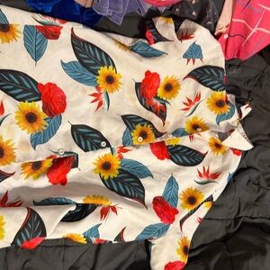 SHEIN Floral Casual Button Down Shirt - White, Red, Yellow, Blue